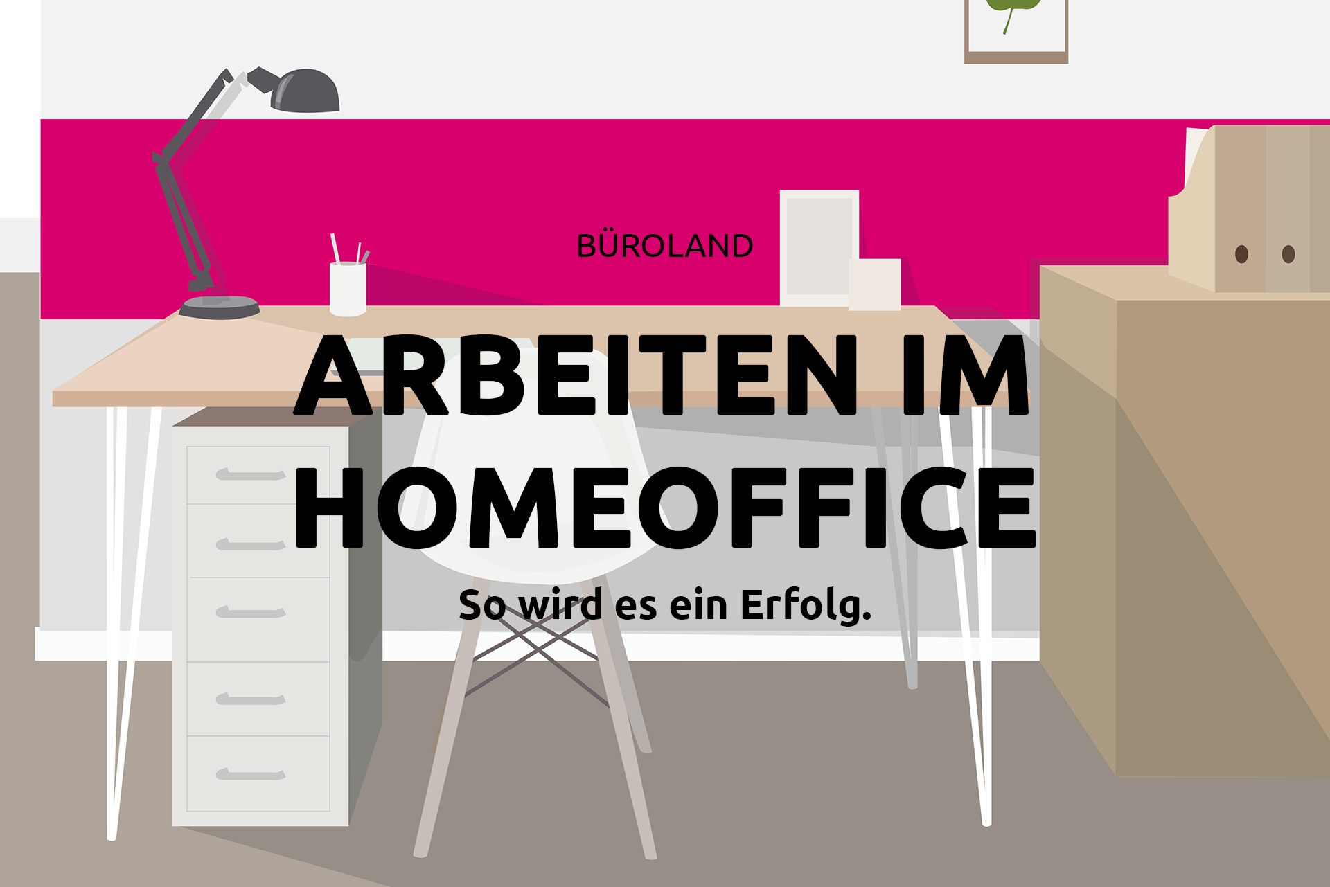 Homeoffice Arbeitsplatz mit Überschrift