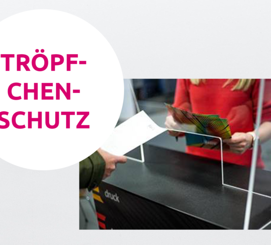 Tröpfchenschutz als Aufsteller von Büroland