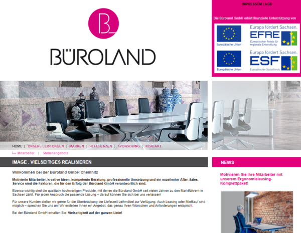 Alte Büroland Website Website der Büroland GmbH bis 2019